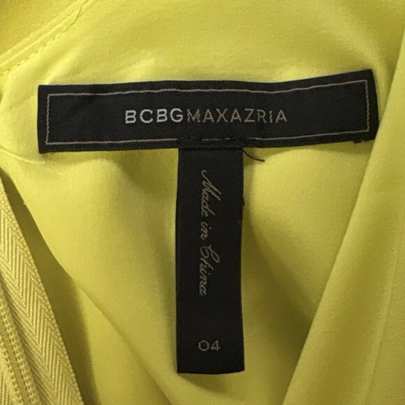 BCBG MaxAzria Ellie Cowl Draped Low Open Back Dress Lemongrass Yellow Size 4 - Picture 7 of 10